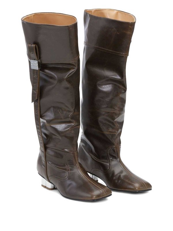 The Best Shops GANNI: boots - Dark Olive Knee-High Boots
