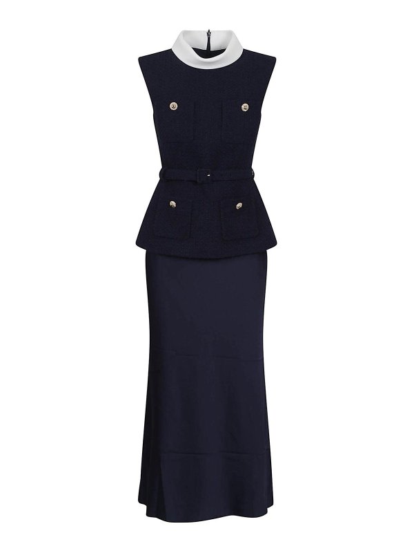 Self Portrait: Vestidos media pierna - Vestido Midi - Azul