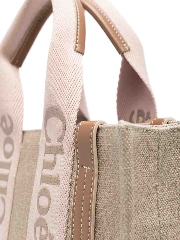 Small Woody Linen Tote Bag shop online: CHLOE
