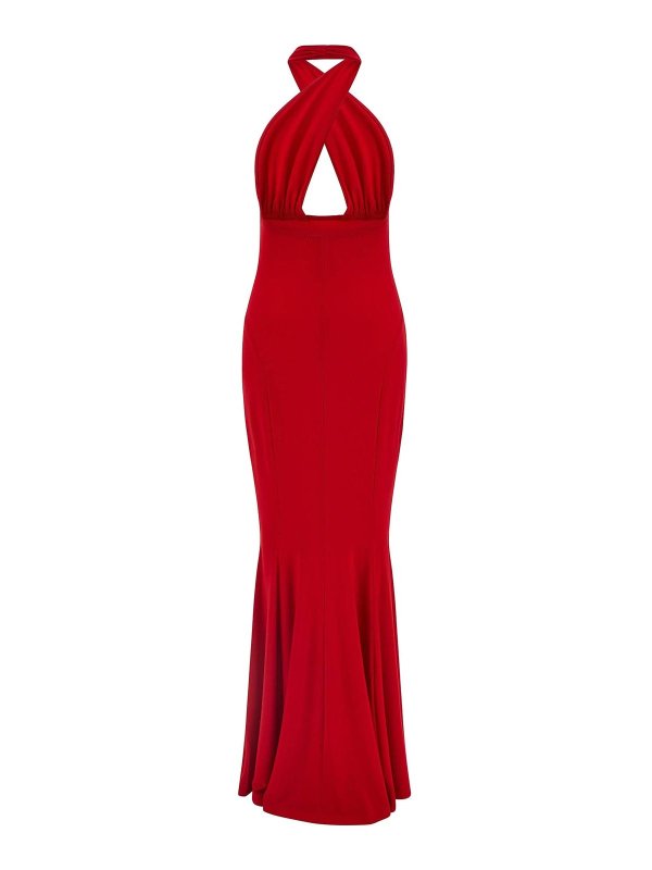 Norma Kamali: maxi dresses online - Cross Halter Fishtail Dress