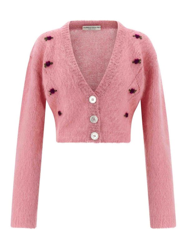 ALESSANDRA RICH: cardigans - Carded Mohair Cardigan