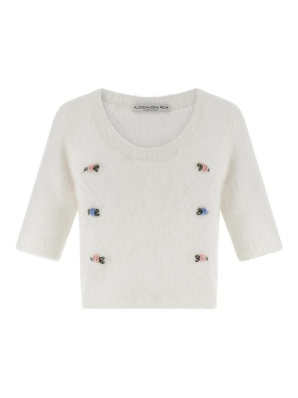 ALESSANDRA RICH: cardigans - Carded Mohair Sweater