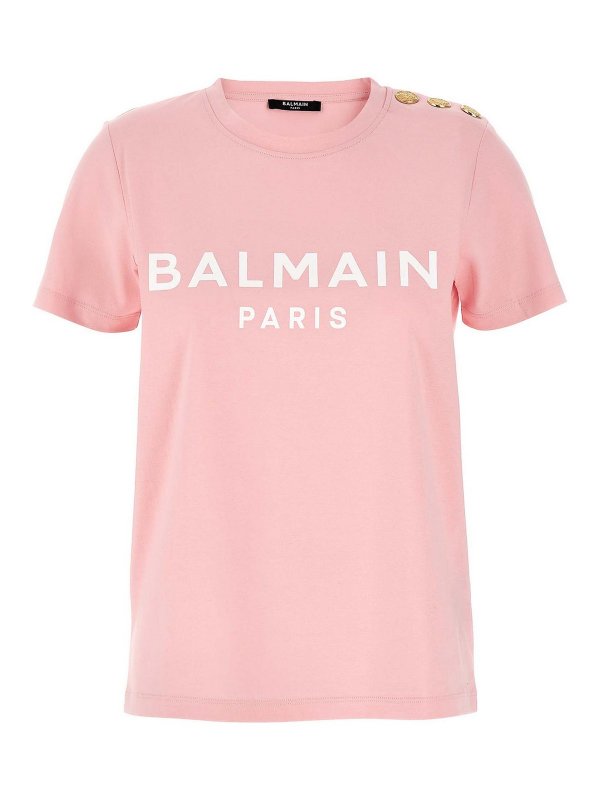 Balmain: Camisetas - Camiseta - Color Carne Y Neutral