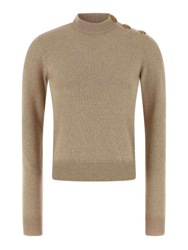 Balmain: crew necks - Eco-Cashmere Button Sweater