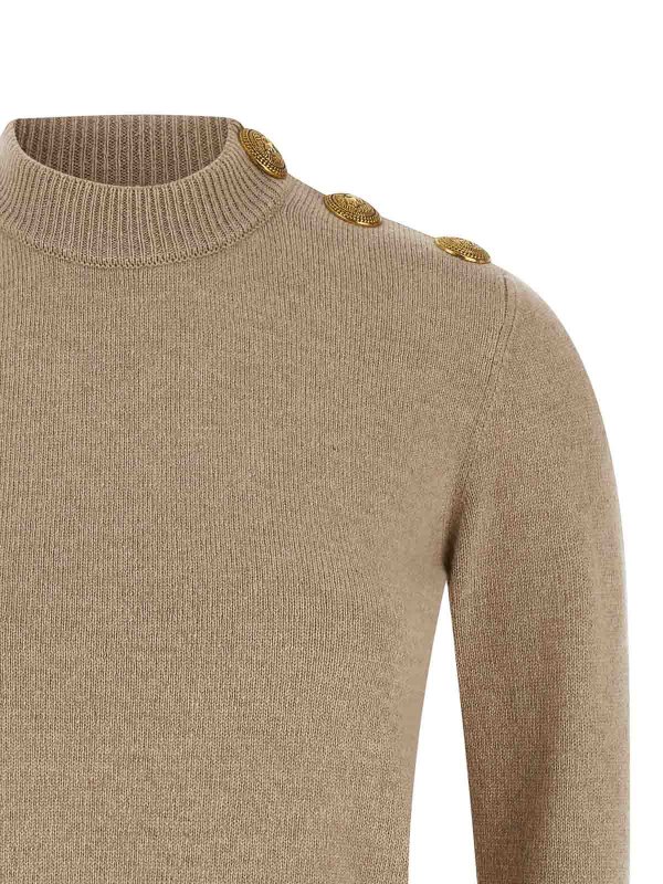 The Best Shops Balmain: crew necks - Eco-Cashmere Button Sweater