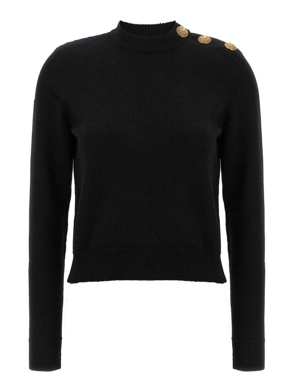 Balmain: crew necks - Eco-Cashmere Button Sweater
