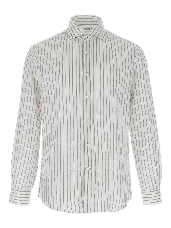 BRUNELLO CUCINELLI: shirts - Striped Canvas Shirt