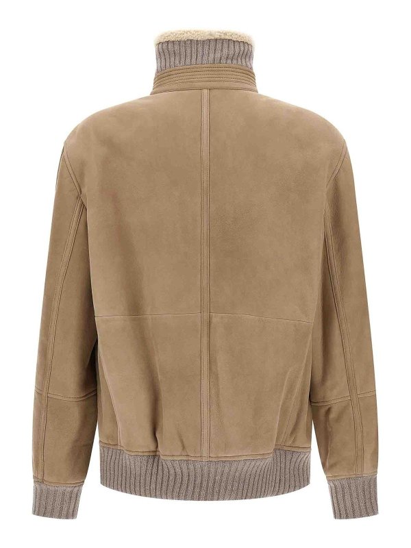 BRUNELLO CUCINELLI: bombers online - Suede And Sherling Curly Bomber Jacket