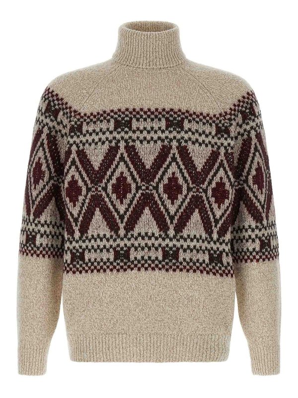 BRUNELLO CUCINELLI: cardigans - Geometric Jacquard Sweater
