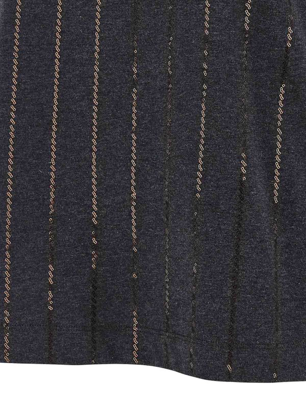 Dazzling Chalk Stripe Embroidery T-Shirt shop online: BRUNELLO CUCINELLI