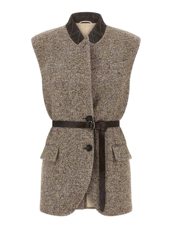 BRUNELLO CUCINELLI: vests - Buttoned Chevron Vest