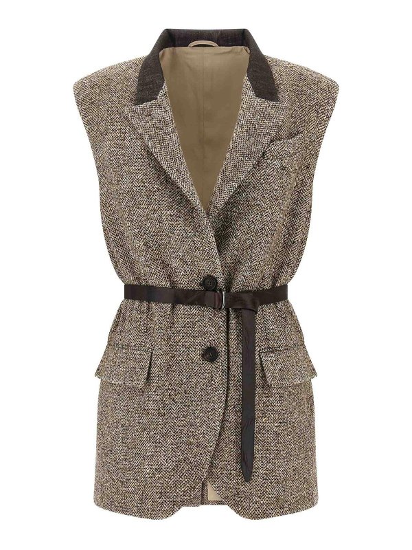 BRUNELLO CUCINELLI: vests online - Buttoned Chevron Vest