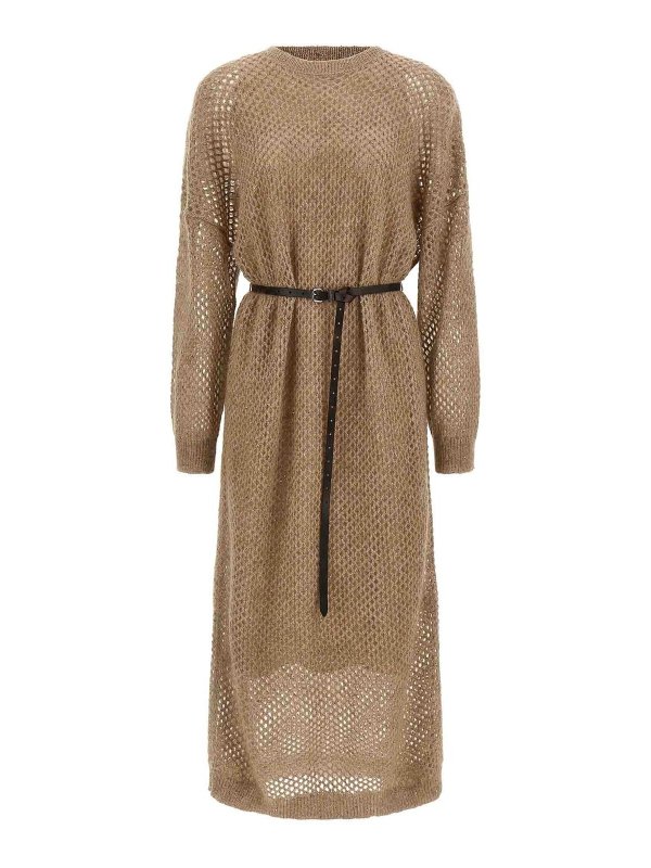 BRUNELLO CUCINELLI: ニーレングスドレス - 膝丈ドレス - ベージュ