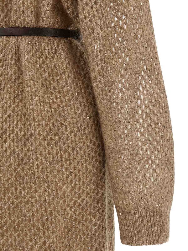 膝丈ドレス - ベージュ shop online: BRUNELLO CUCINELLI