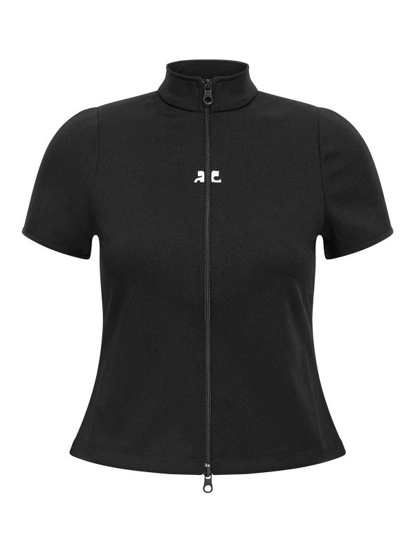 Courreges: Top e canotte - Interlock Top zippato