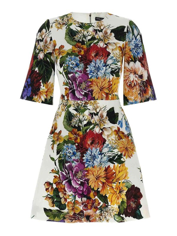 DOLCE & GABBANA: knee length dresses - Floral Bouquet Printed Dress