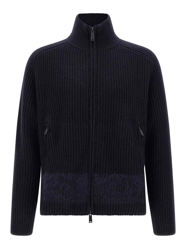 DSQUARED2: cardigans - Carded Wool Insert Cardigan