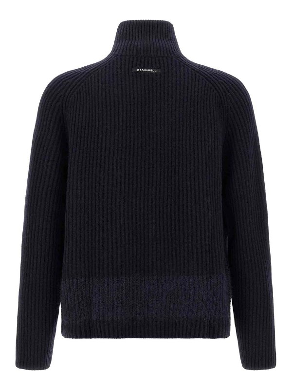 DSQUARED2: cardigans online - Carded Wool Insert Cardigan