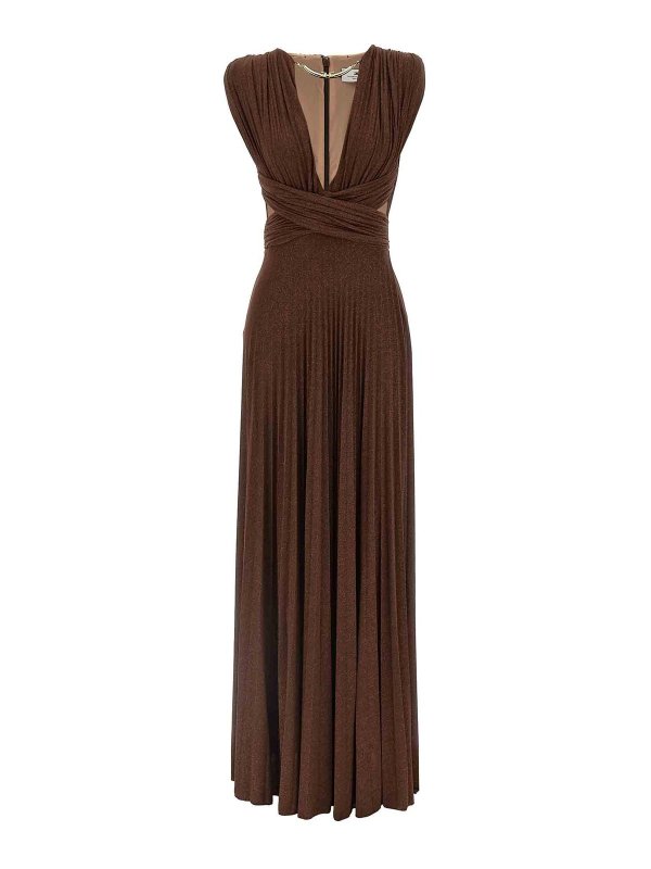 ELISABETTA FRANCHI: Robe longueur genou - Robe Au Genou - Marron