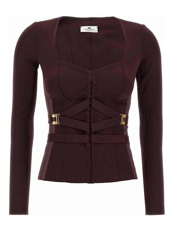 ELISABETTA FRANCHI: Vestes de costume - Blazer - Rouge Brun