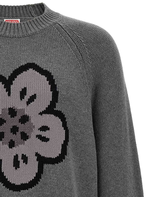 The Best Shops KENZO: Strickpullover mit Rundhalsausschnitt - Rundhalspullover - Grau