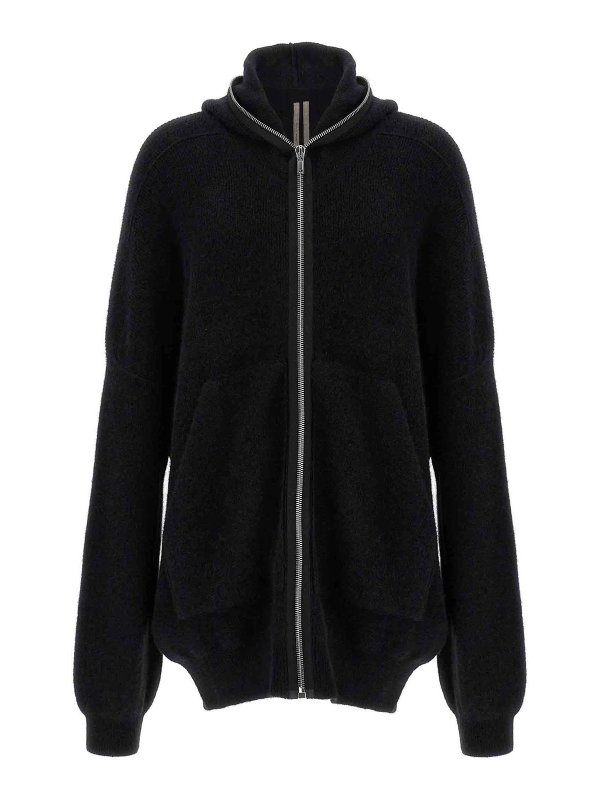 RICK OWENS: cardigans - Hooded Wool Cardigan