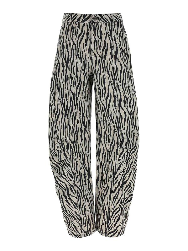 ROTATE Birger Christensen: casual trousers - Printed Twill Cargo Pants