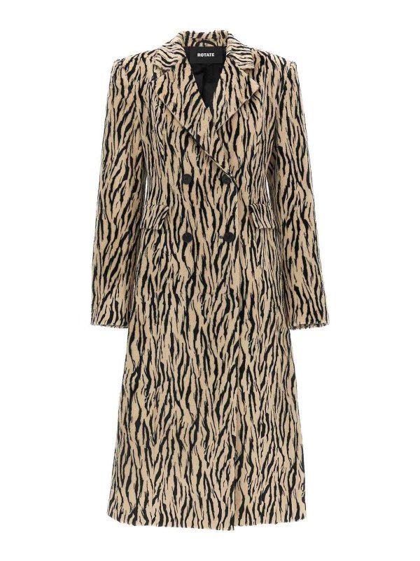 ROTATE Birger Christensen: Fur & Shearling Coats - Printed Faux Fur Coat