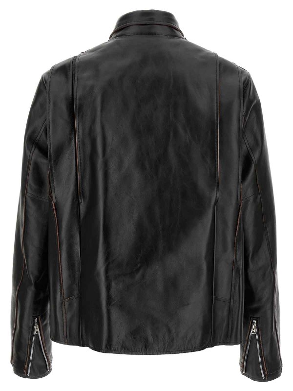 The Best Shops Sacai: leather jacket - Leather Biker Jacket