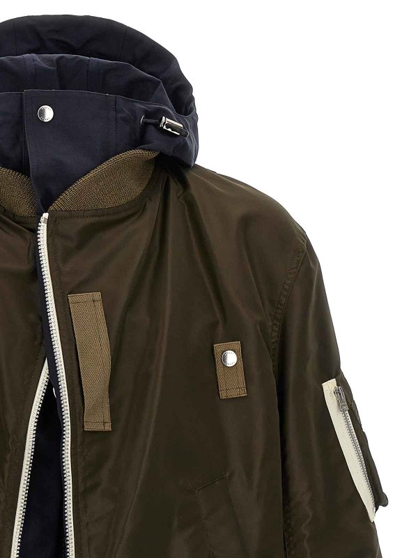The Best Shops Sacai: bombers - Hooded Nylon Bomber Jacket