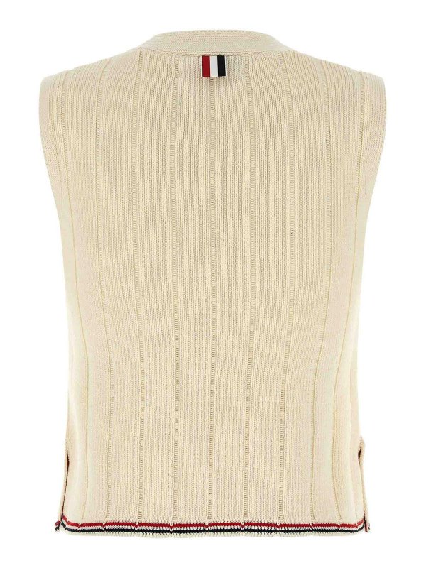 THOM BROWNE: Gilets tricot online - Gilet - Blanc