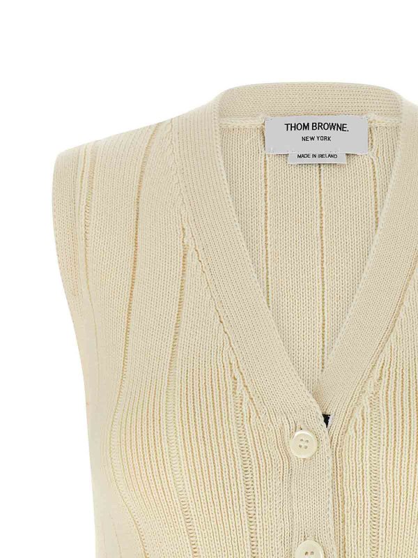 The Best Shops THOM BROWNE: Gilets tricot - Gilet - Blanc
