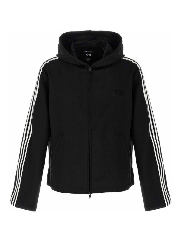 Y-3: Felpe e maglie - Felpa con cappuccio a 3 strisce