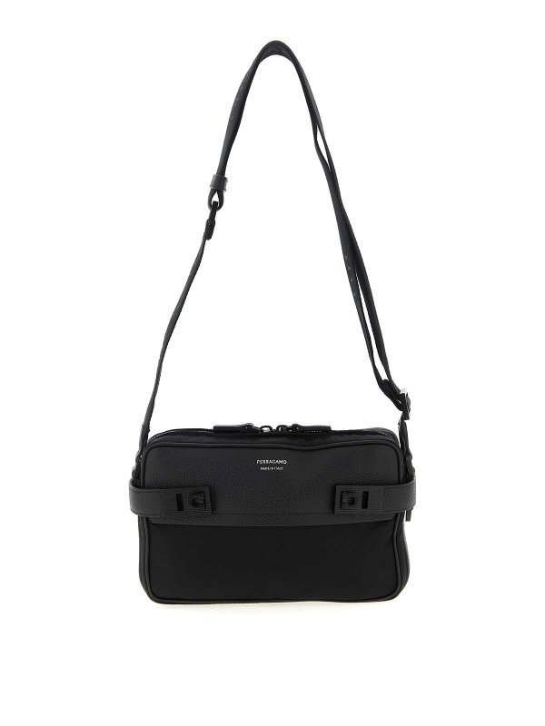 FERRAGAMO: cross body bags - Twins Nylon Crossbody Bag