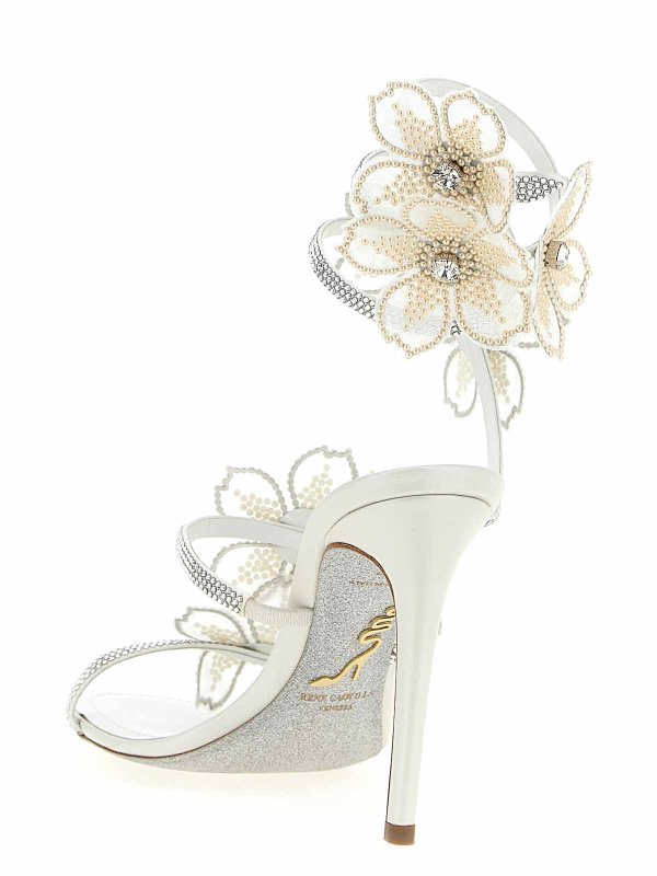 The Best Shops RENE CAOVILLA: sandals - Peach Flower Sandals