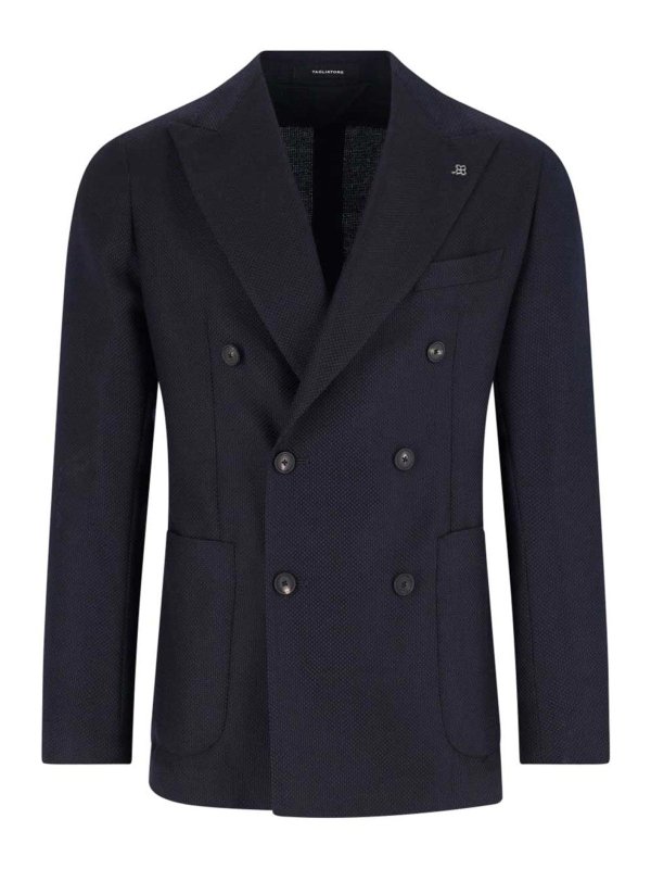 TAGLIATORE: blazers - Double -breasted blazer in virgin wool