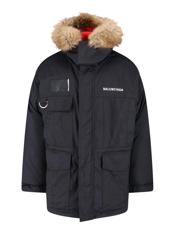 BALENCIAGA: padded jackets - Reversible logo down jacket