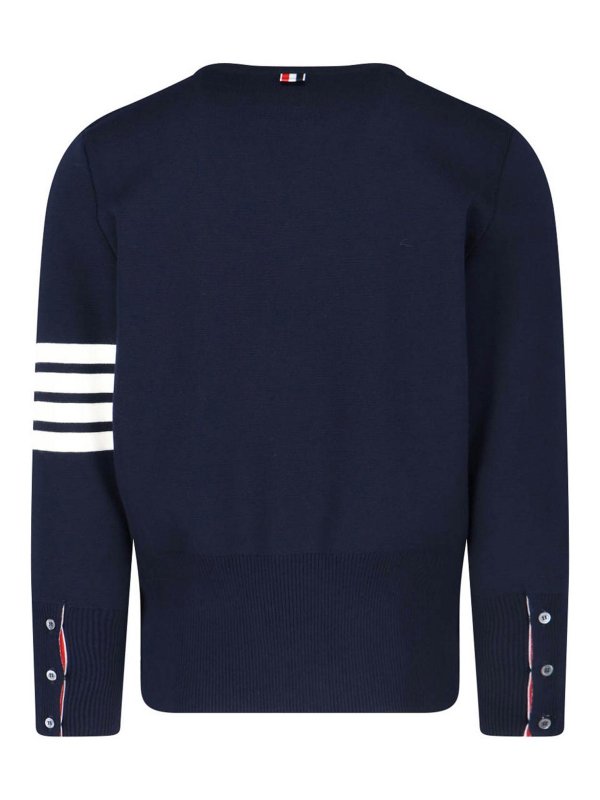 THOM BROWNE: U-Boot-Ausschnitt online - U-Boot-Pullover - Blau