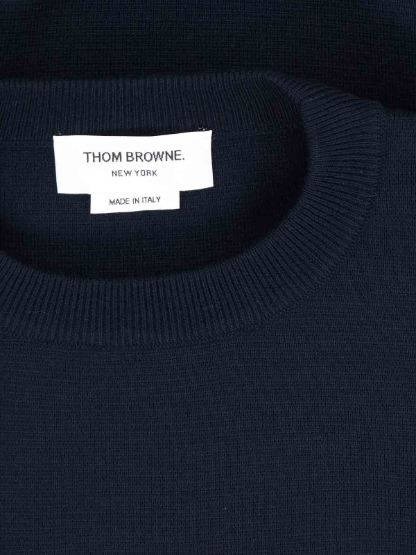 The Best Shops THOM BROWNE: U-Boot-Ausschnitt - U-Boot-Pullover - Blau