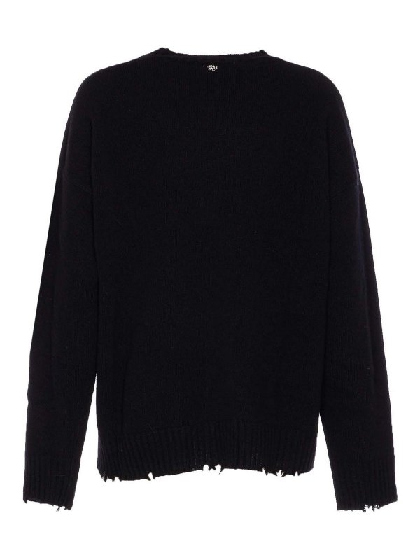 ANIYE BY: crew necks online - Black Viven Round Neck Sweater