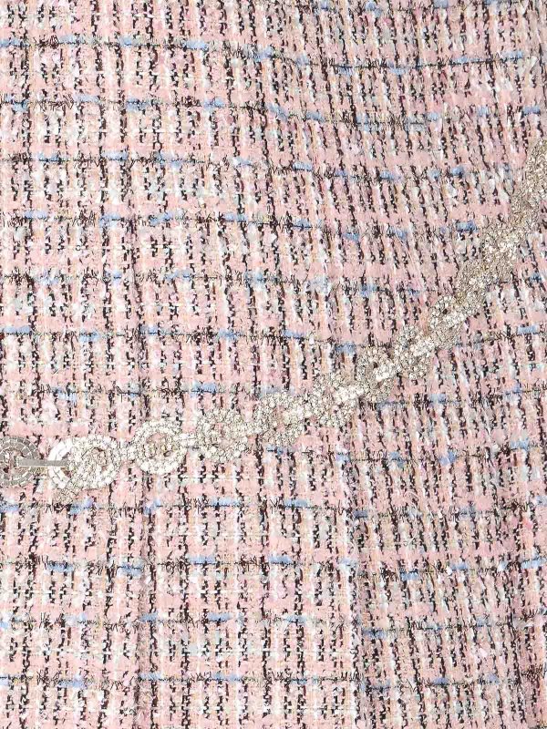 The Best Shops Self Portrait: Knee length skirts & Midi - Pink Boucle Crystal Belt Mini Skirt