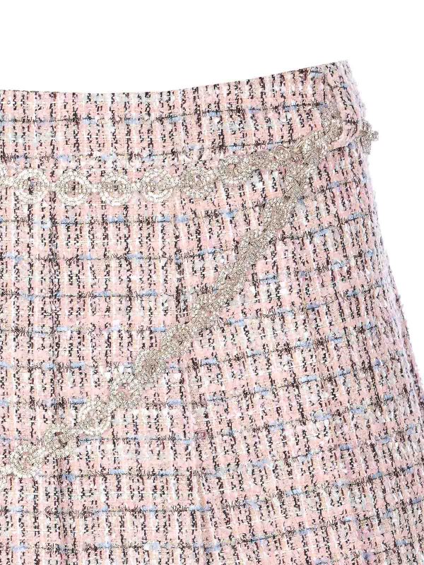 Pink Boucle Crystal Belt Mini Skirt shop online: Self Portrait