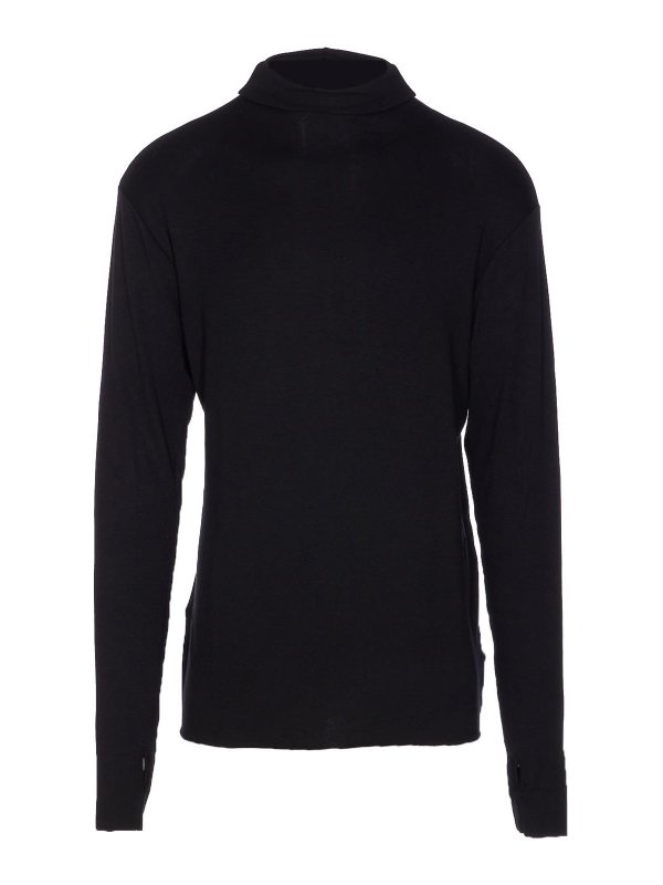 THOM KROM: Tops & Tank tops - Black Turtleneck Long Sleeves Top
