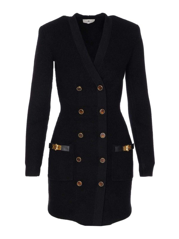 ELISABETTA FRANCHI: short dresses - Black Knit Dress