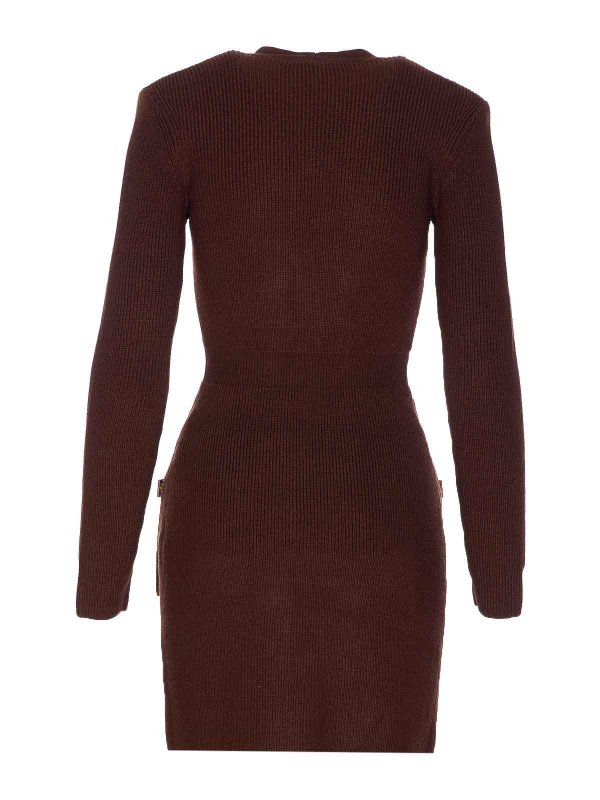 ELISABETTA FRANCHI: short dresses online - Brown Knit Dress
