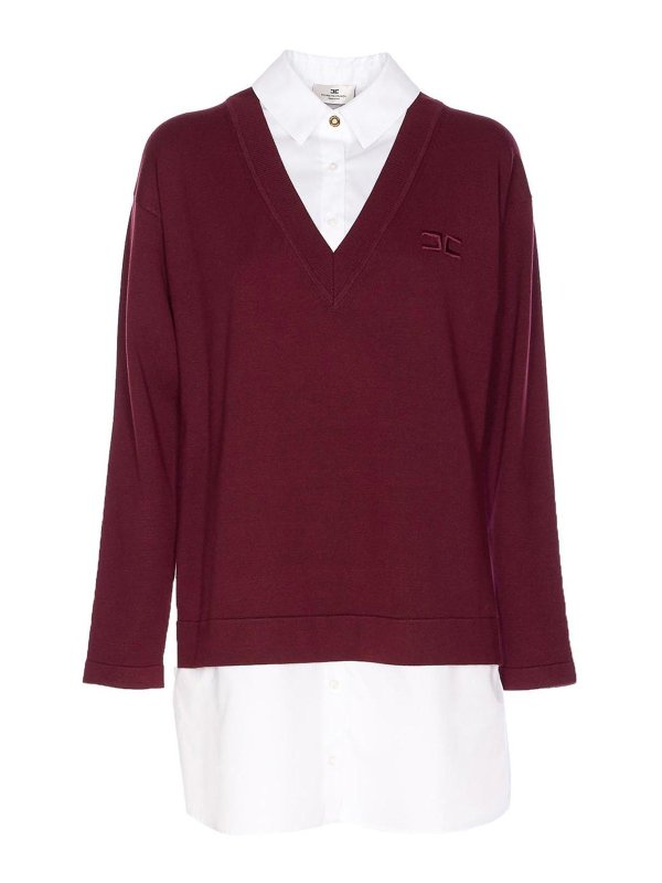 ELISABETTA FRANCHI: short dresses - Bordeaux And White Dress