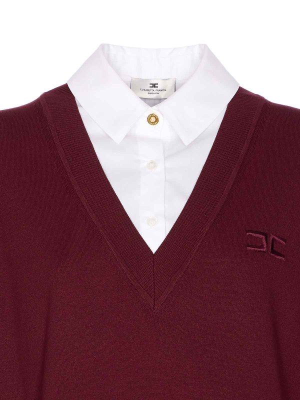 Bordeaux And White Dress shop online: ELISABETTA FRANCHI