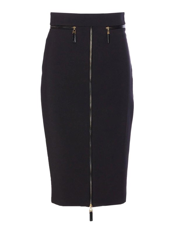 ELISABETTA FRANCHI: Knee length skirts & Midi - Black Skirt