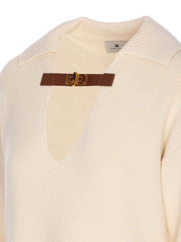 The Best Shops ELISABETTA FRANCHI: maglia collo rotondo - Maglione bianco a maglia