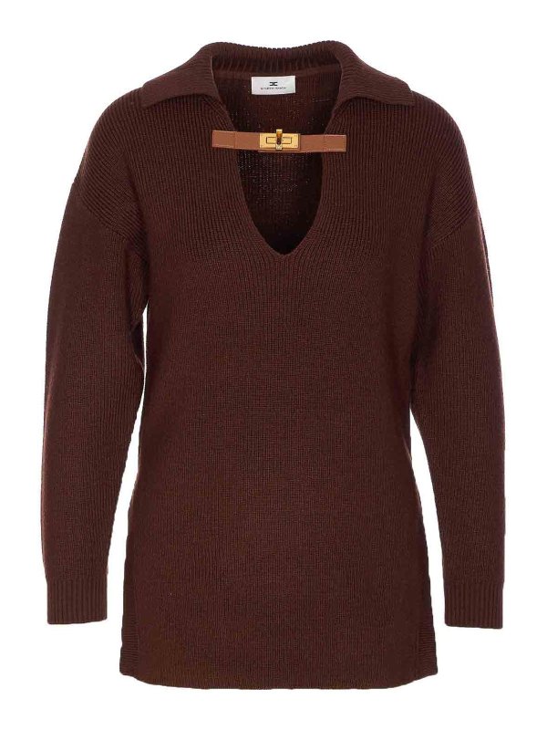 ELISABETTA FRANCHI: Pull col rond - Pull Col Rond - Marron